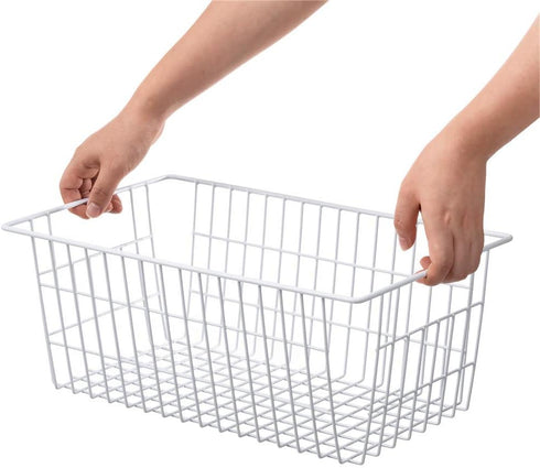 SANNO Large Freezer Baskets Metal Storage Organizer Bin Basket Wire Storage Basket for Kitchen Pantry Bathroom Set of 3 Large Metal Farmhouse Food...