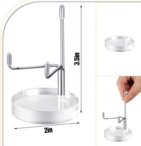 4 Pcs Adjustable Metal Arms Display Stand Easel with Round Acrylic Base Decorative Display Easel Holder Acrylic Easel Crystal Display Stand for Ge...