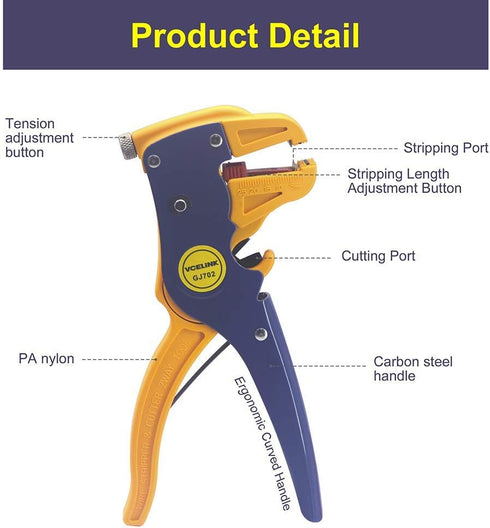 VCELINK Automatic Wire Stripper and Cutter, Professional 2 in 1 Adjustable Electrical Cable Wire Stripping Tool&Eagle Nose Pliers (7-Inch)...