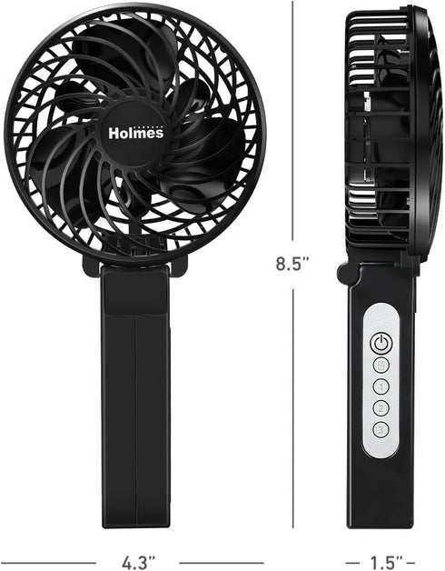 HOLMES 4" Portable, Handheld, Personal or Desk Fan, 3 Speeds, Rechargeable battery, USB-C Charging Cable, 180° Adjustable Head, Lightweight, Compa...