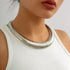Women's Chunky Striped Flat Snake Collar Necklace Exaggerated Heavy Metal Twisted Torques Necklace...