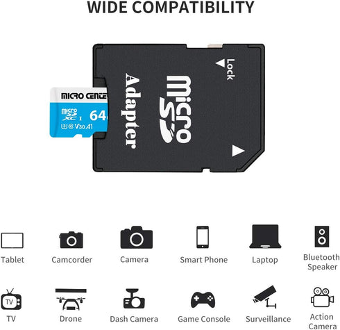 Micro Center 64GB microSDXC Card 2 Pack, Nintendo-Switch Compatible Micro SD Card, UHS-I C10 U3 V30 4K UHD Video A1 R/W Speed up to 95/30 MB/s Fla...