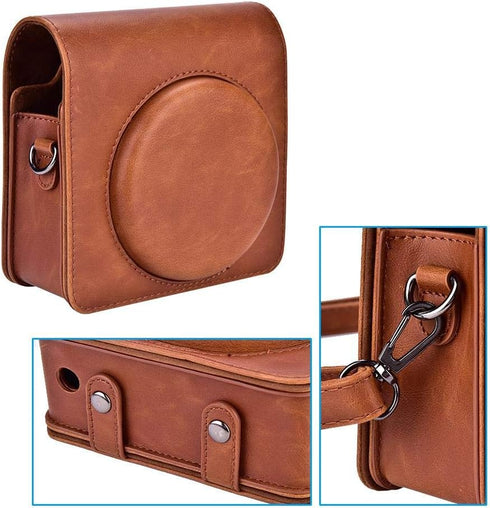 Camera Bag, PU Leather Protective Case Bag with Shoulder Strap for Fujifilm Instax SQ6 Camera(Brown)...