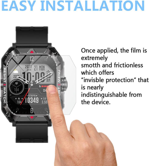 Screen Protector Compatible for FreeDvigor Smart Watch 2.02" (6 Pack) Full Coverage HD PET Film, For H22 Smart Watch...