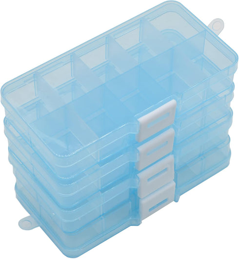 Yansanido 4 Pcs 10 Grids 5 Inch x 2.5 Inch Adjustable Small Removable Plastic Jewelry Organizer Divider Storage Box Jewelry Earring Tool Container...