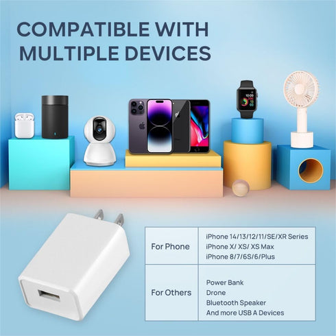Wall Charger Cube 5V2A USB Power Supply Charging Block Universal Wall Plug Brick Portable Travel Fast Charger Power Adapter for iPhone, Samsung Ga...