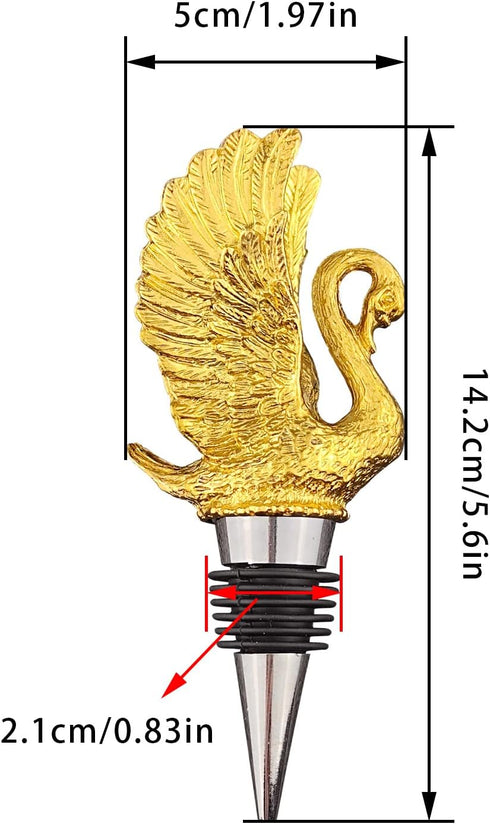Wine Bottle Stopper, Swan Stainless Steel Wine Saver Reusable Wine Cork Silicone Wine Stopper (Gold)...