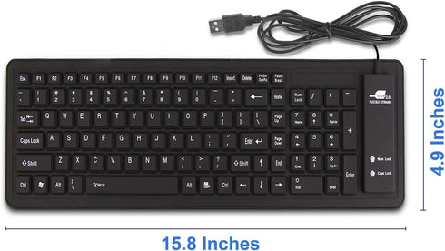 sungwoo Foldable Silicone Keyboard USB Wired Waterproof Rollup Keyboard for PC Notebook Laptop (All Black)...