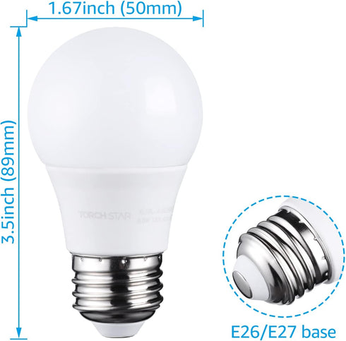TORCHSTAR 12-Pack 5.5W A15 LED Light Bulbs, 40 Watt Equivalent, 5000K Daylight, E26 Medium Base, G45 Bulb Shape, for Ceiling Fan, Desk Lamp, Vanit...