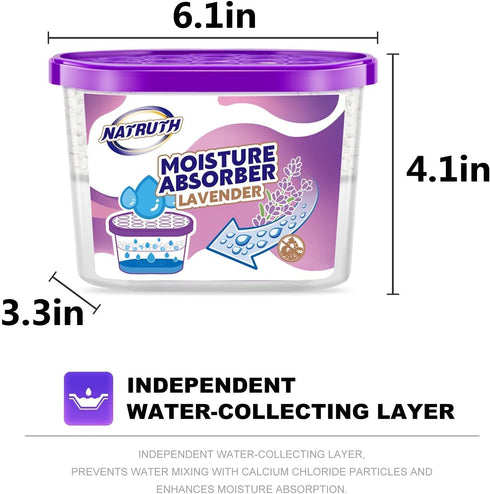 NATRUTH Moisture Absorbers 10.5OZ*6-Pack With Lavender Scent,Portable Closet Dehumidifier, Odor Eliminator Absorber Bucket,Humidity Absorber,Clean...