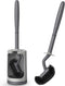 HAMITOR Toilet Bowl Brush Holder Set: Curved Design with Holder for Deep Cleaning Under Rim - Compact Hidden Scrubber for Small Space - Modern RV ...