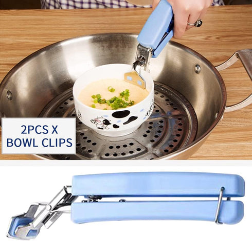 2 Pack Bowl Clip, Stainless Steel Gripper Clips for Moving Hot Plate or Bowls with Food Out, From Pressured Cooker, Microwave, Oven, Air Fryer(2pc...