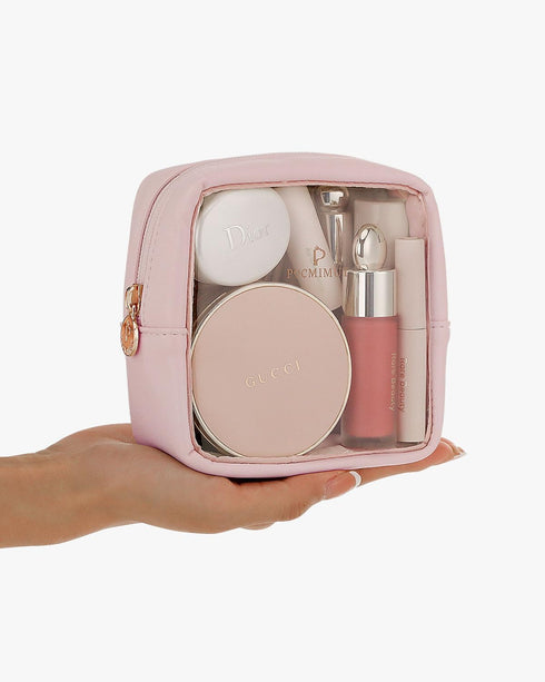 Pocmimut Mini Makeup Bag,Clear Makeup Bag Cute Travel Makeup Bag Pouch Purse Car Essentials for Women,Travel Essentials Organizers(Pink)...