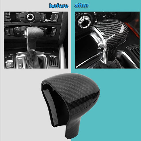 Sport Style Gear Shift Knob Cover Sticker Head Trim for Au-di A4 A5 A6 S6 A7 S7 Q5 Q7 (ABS with Carbon Fiber Pattern)...