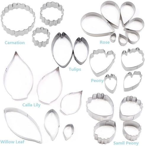 Yawsoy 26Pcs Stainless Steel Gum Paste Flower and Leaf Cutter Set Fondant Flower Cookie Cutter Sugarcraft Flower Making Tool for Wedding,Birthday ...