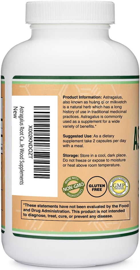 Double Wood Supplements Immune Boosting Astragalus 500mg 180 Capsules - Rich in Flavonoids and Polysaccharides - Non-GMO, Gluten Free, Third Party...