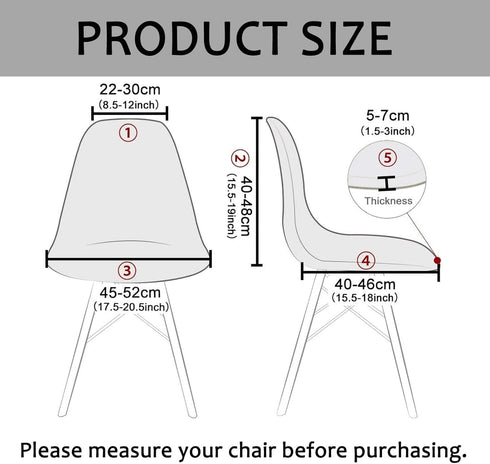 HAOYONG Waterproof Shell Chair Covers,Jacquard Dining Room Chair Slipcover Set of 2 Mid Century Modern Dining Chair Covers Stretchable Slipcovers ...