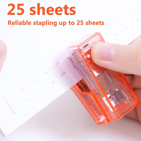 Mini Stapler with Staples, Small Transparent Stapler,25 Sheet Capacity,Includes 640 Staples and Staple Remover, Easy to Carry and Store?Small Stap...