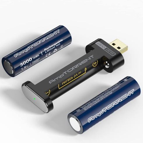 Rechargeable Lithium AA Batteries, 3000mWh Rechargeable AA Lithium Batteries with Charger, Long Lasting, 1.5V Constant Output, 2 Hour Fast Chargin...