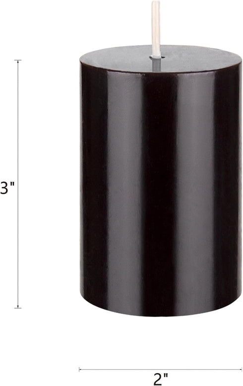 Mega Candles 6 pcs Unscented Solid Black Pillar Candles, Hand Poured Premium Wax Candle 2 Inch x 3 Inch, Home Décor, Spas, Weddings, Celebrations,...
