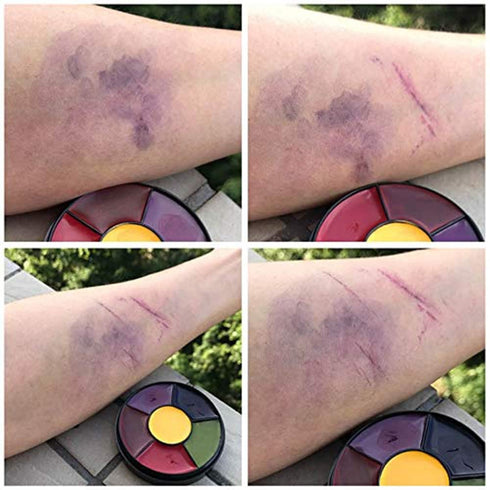 Mysense 6 Color Bruise Wheel Special Effects SFX Zombie Makeup Kit Halloween Professional Non Toxic Face Body Paint Oil Sfx Makeup Set with Sponge...