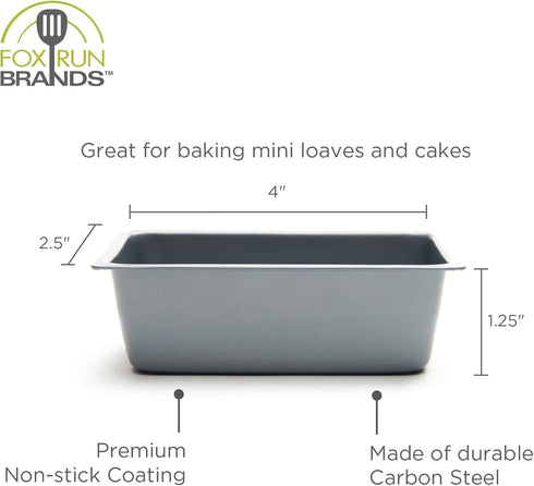 Fox Run Loaf Pan, Non-Stick Mini Bread Pan, 4" x 2.5"...
