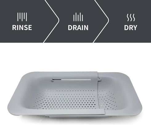 Makerstep Over the Sink Colander Strainer Basket - Expandable, Wash, Drain, and Dry. - New Home Kitchen Essentials, Multifunctional Kitchen Gadget...
