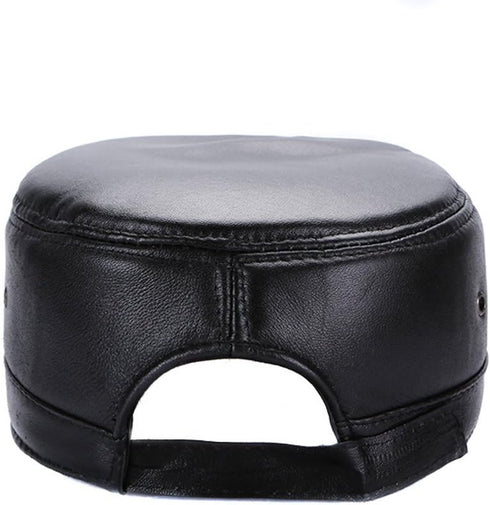 Vintage Solid Lambskin Leather Military Cadet Cap Army Hat...