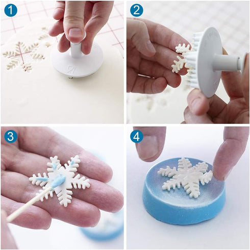 HiParty 6Pcs/Set Snowflake Fondant Cutter, Cookie Cutter Set with 6 Snowflake Shapes, White/Transparent, Plastic, Hand Wash Only...