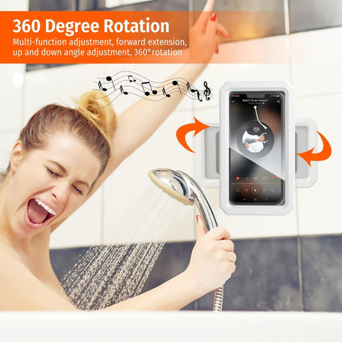 Waterproof Shower Phone Holder | Shower Phone Holder with 360°Rotation | Upgraded Adjustable Wall Mounted Phone Holder Phone Stand Waterproof Case...