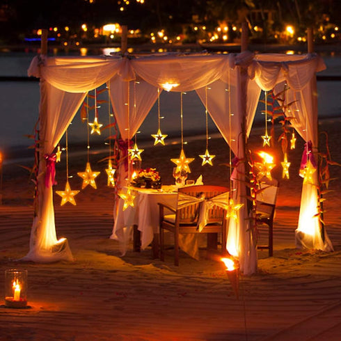 TOFU Star Curtain Lights, 108 Led 12 Stars Remote Window Curtain String Lights Plug in with 8 Flashing Modes Decoration for Christmas, Wedding, Be...