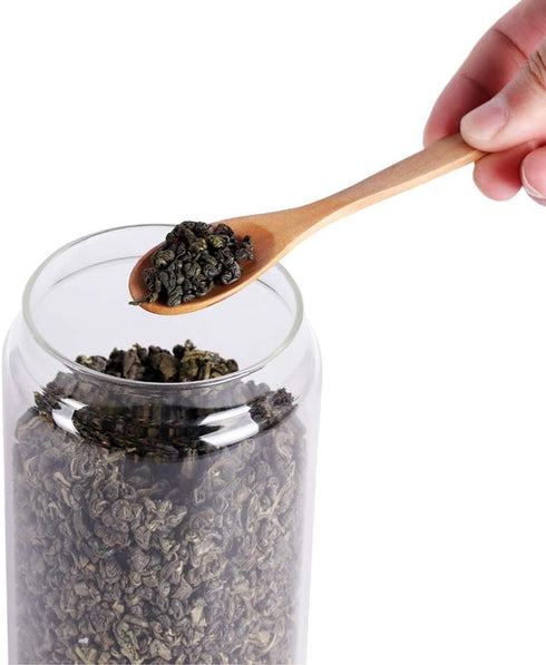 LEAVES AND TREES Y Glass Tea Canister, 25 FL OZ/ 750ml Bulk Food Storage Jar with Airtight Acacia Lid, Glass Food Container for Loose Leaf Tea, Co...