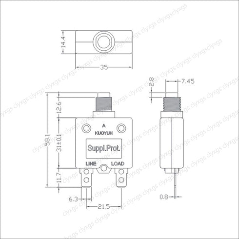 98-40A Thermal Circuit Breaker Overload Protector, 40Amp Push Button Manual Reset Circuit Breaker 32V DC 125/250VAC 50/60Hz with Quick Connect Ter...