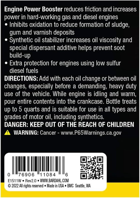 1511 Engine Power Booster Additive - Reduces Friction and Improves Gas and Diesel Engine Performance - 12 fl. oz. (Pack of 1)...