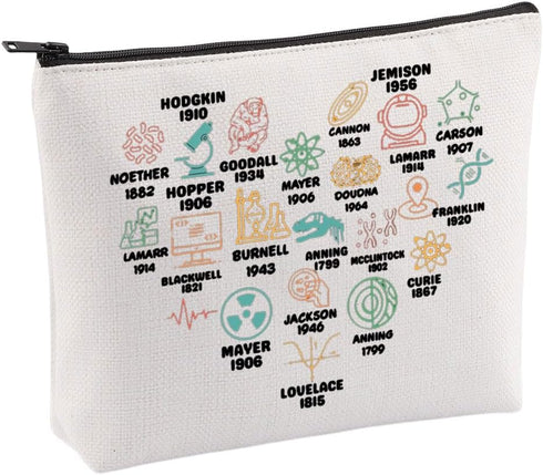 Science Teacher Makeup Bag Women in Science Gifts Chemistry Zipper Pouch Scientist Gifts for Women Lab Tech Week Gift (Beige)...