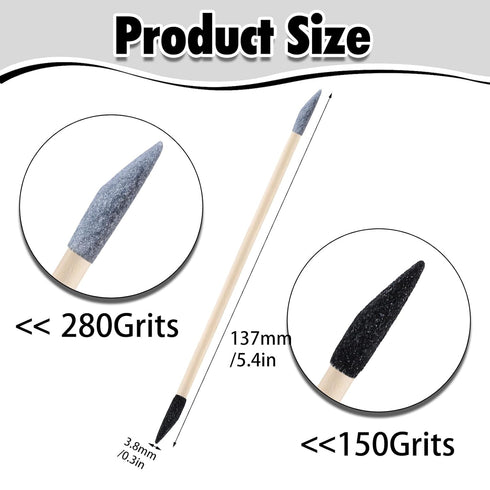 50 Pcs Sanding Sticks, Double End Matchsticks Fine Detailing Polishing Stick with Storage Box for Plastic Models Wood Hobby Woodworking, 120/280 G...