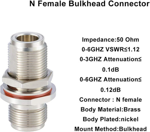 XRDS -RF 2PCS N Female to N Female Bulkhead Connector Coax Bulkhead Connector...