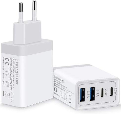 European Travel Plug Adapter, 40W 4-Port USB C Wall Charger Type C Fast Charging Block International Power Adapter US to Europe EU for iPhone 15 1...