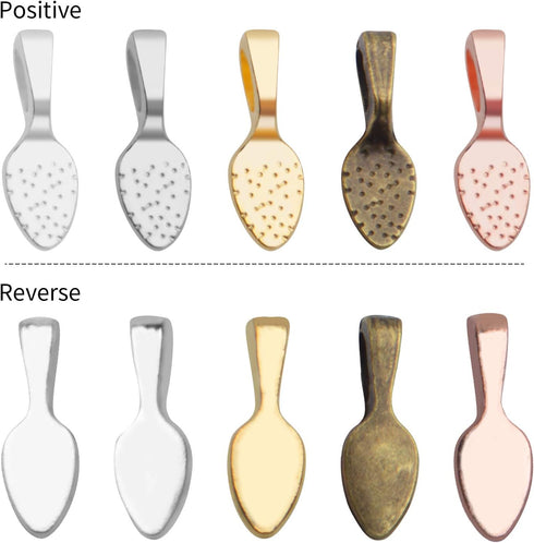 BronaGrand 100pcs Spoon Glue on Bails for Earrings Pendants Charms Jewelry Making Crafting,15x5x5mm...