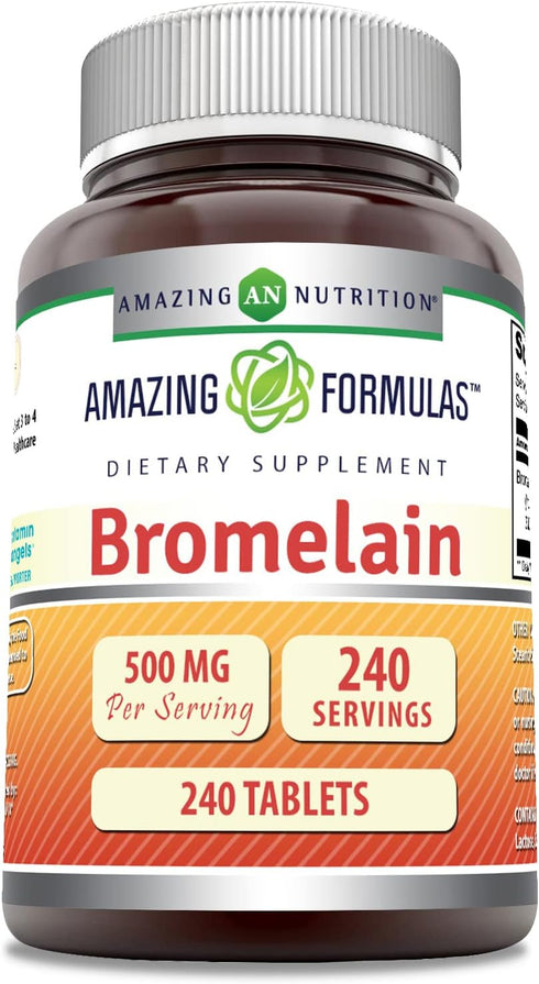 Amazing Formulas Bromelain 500 Mg Tablets Supplement | Non-GMO | Gluten Free | Made in USA (240 Count)...
