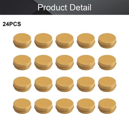 Othmro 24pcs 0.5oz/15ml Metal Round Tins Aluminum Tin Cans Containers with Screw Lid, 40 * 18mm(DxH) Gold tin cans for Salve, Spices, Lip Balm, Te...