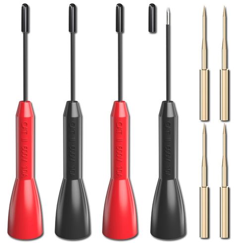 Goupchn Test Probe Set 4PCS 600V/10A Non-Destructive Back Probes and 4PCS Gold-Plated Precision Sharp Probes for 2mm Multimeter Leads Electrical T...
