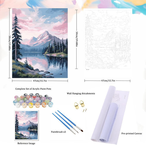 Natuyalo Landscape Paint by Numbers Kit for Adults - Mountain and River Paint by Number on Canvas Without Frame, DIY Acrylic Painting for Ideal Gi...