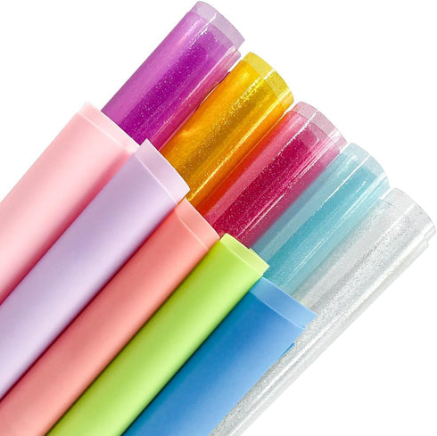 | Clear A4 Candy Color Jelly Vinyl Sheets, 10 Pcs Solid Transparent Vinyl Fabric for Earrings Bows Crafts...