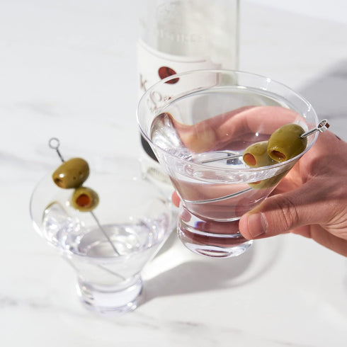 Viski Heavy Base Stemless Martini Glasses Set of 2 - Premium Short Crystal Cocktail Glass Gift Set, 7.5 oz....