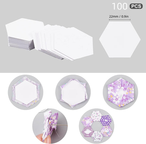Hex Patchwork Templates,100Pcs Hexagonal Paper Piecing Template DIY Patchwork Modelboard Quilting Templates Sewing Craft DIY Stitching Tool (22mm ...