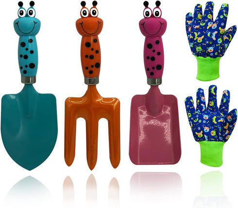 Kids Gardening Tools Gloves Set 3 Cute Shovel Spade for Kid Garden Work with 1 Toddler Gloves for Teen Boy Girls...