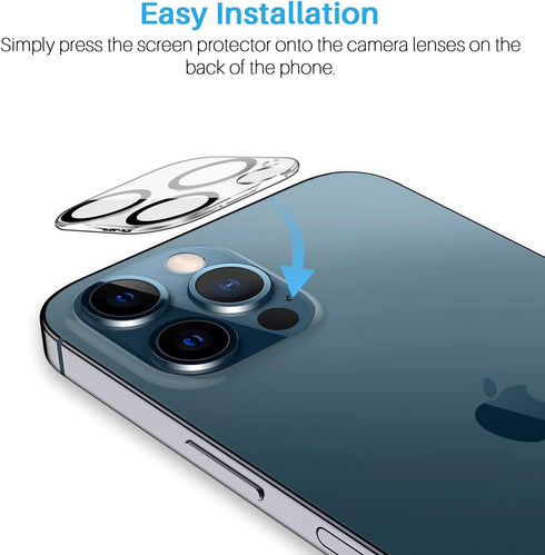 LK [3+3 Pack 3pack Screen Protector Compatible for iPhone 12 Pro Max 6.7-inch + 3pack Camera Lens Protector, Tempered Glass, Easy Frame Installati...