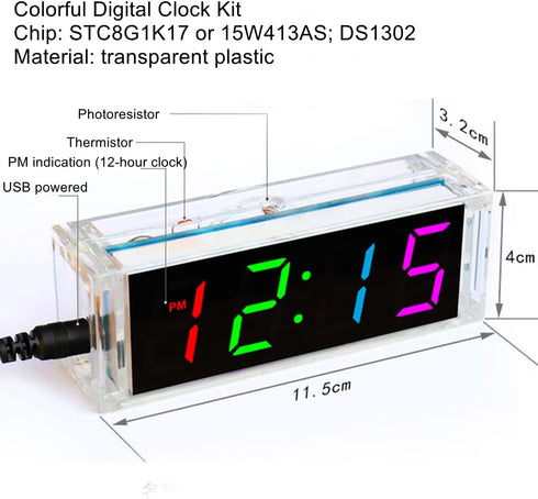 Digital Clock Electronic Kit DIY Parts Component Set Electronical Clock Welding Making Experiment Kit (Red)...