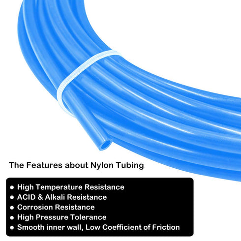 Beduan 4 mm OD Pneumatic Air Line Tubing Nylon Air Hose for Fluid Transfer or Air Brake System 32.8ft (Blue)...